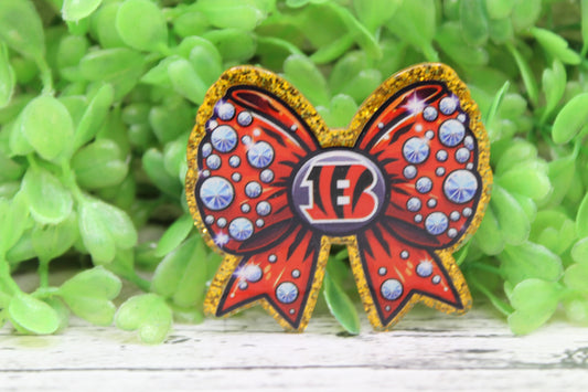 Bengals Football Bling Bow Badge Reel