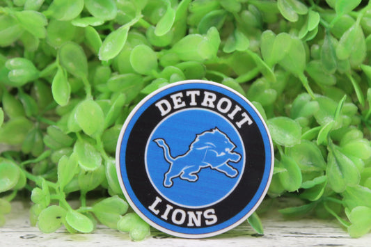 Detroit Lions Football Circle on White Badge Reel