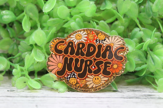 Cardiac Nurse Retro Floral Badge Reel