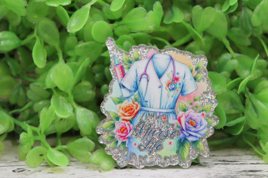 Nurse Life Floral Badge Reel