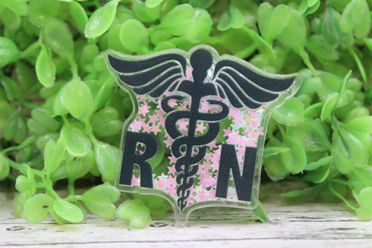 RN Nurse Shaker Badge Reel