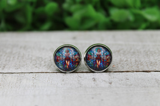 Stained Glass Taylor 12mm Glass Stud Earrings