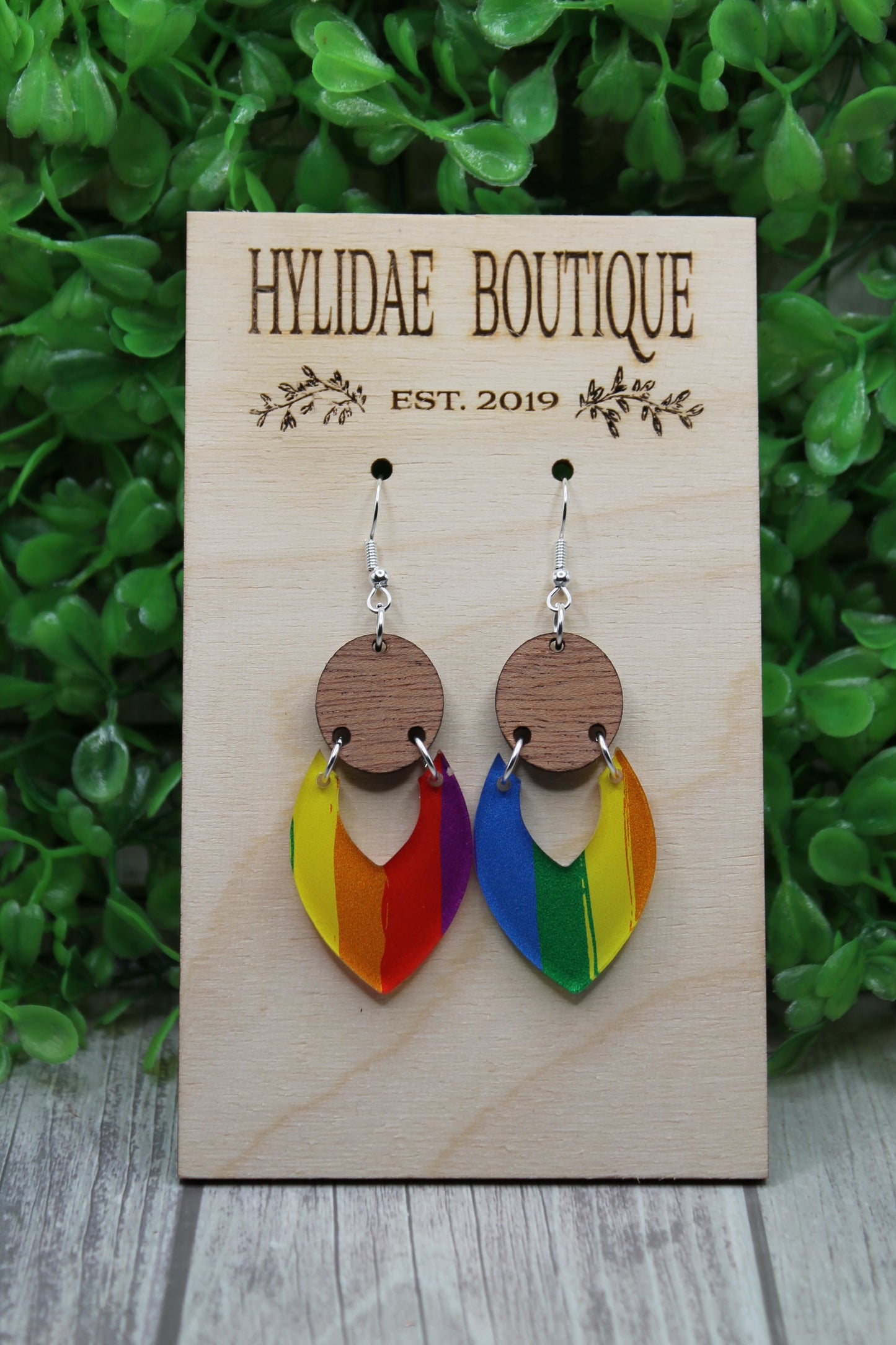 Rainbow Print Dangle Earrings