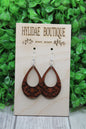 Aztec Southwest Tribal Tanned Leather Teardrop Dangle Earrings