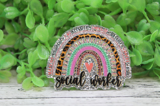 Social Worker Rainbow Badge Reel