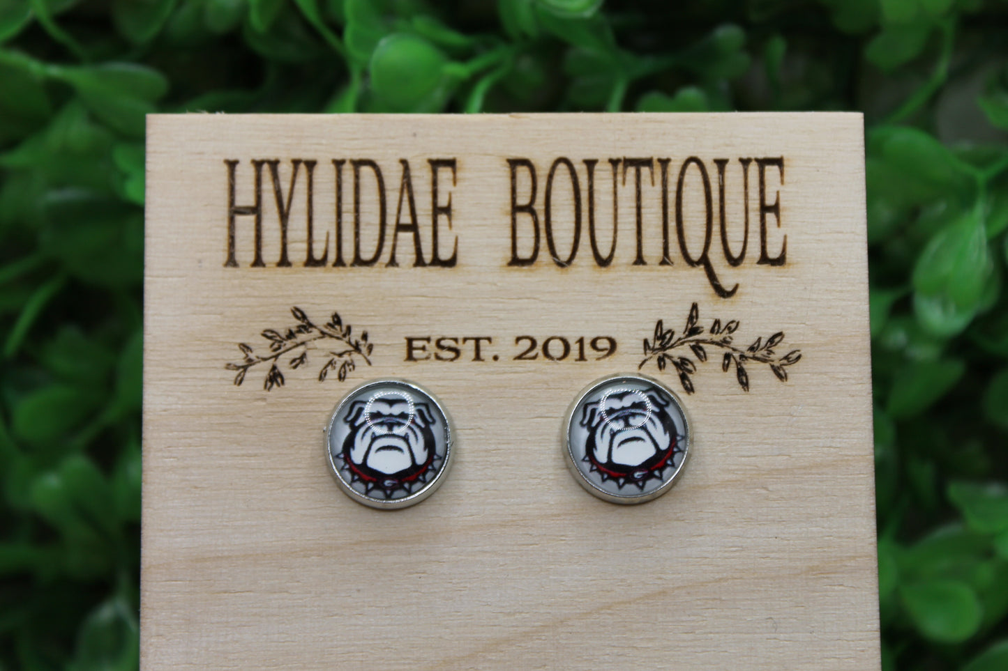 Bulldogs 12mm Glass Stud Earrings