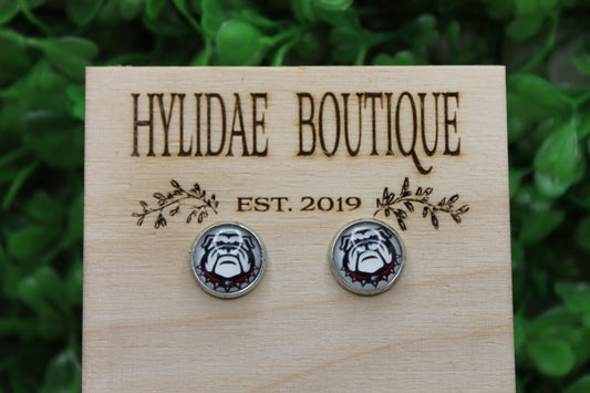 Bulldogs 12mm Glass Stud Earrings