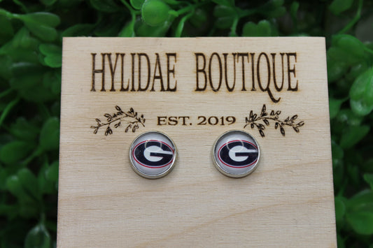 Georgia Bulldogs 12mm Glass Stud Earrings