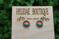 Be Kind on Floral and Rainbow 12mm Glass Stud Earrings