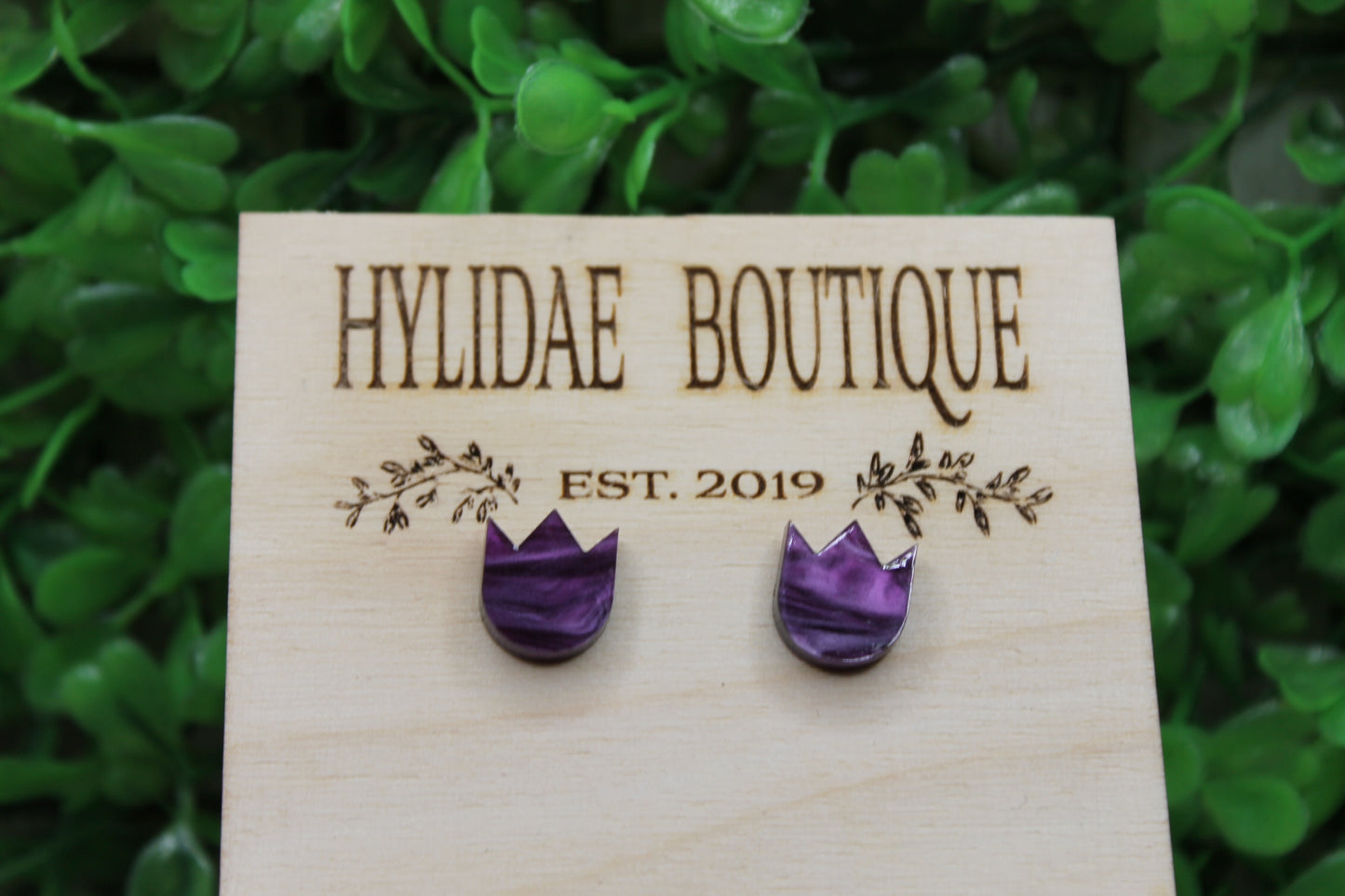 Purple Shimmer Tulip • Stud Earrings