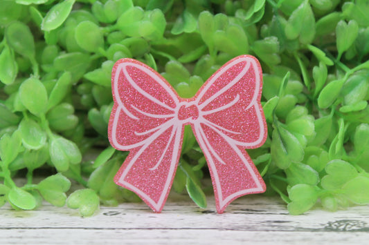 Pink Glitter Bow Badge Reel