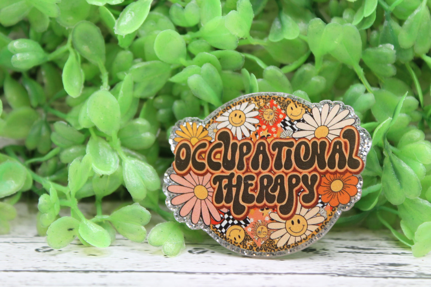 Occupational Therapy Retro Floral Badge Reel