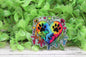Paw Print Tie Dye Heart Beat on Silver Badge Reel