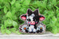 Cute Cow with Daisies and Black Bow Badge Reel