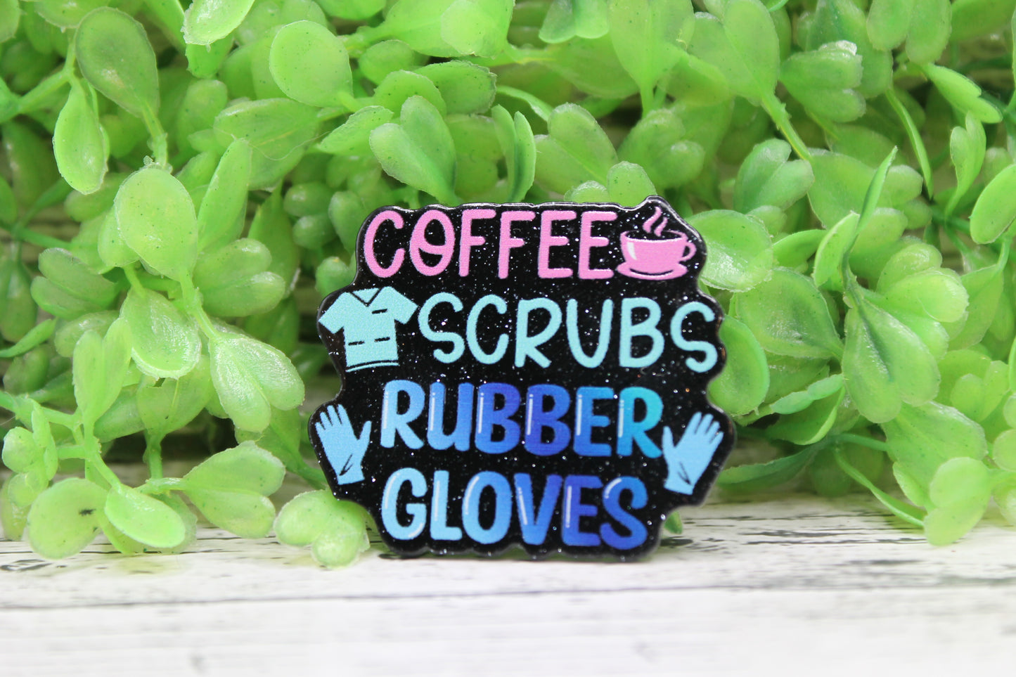 Coffee Scrubs Rubber Gloves Badge Reel