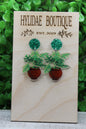 Potted Green Leafy House Plant Dangle Earrings