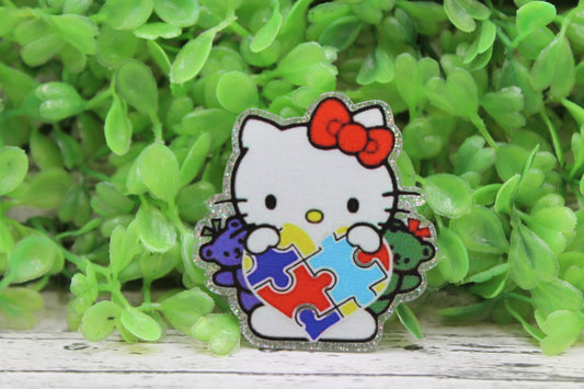 Autism Awareness Cat Badge Reel
