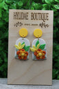 Yellow & Orange Flowers Arch Dangle Earrings