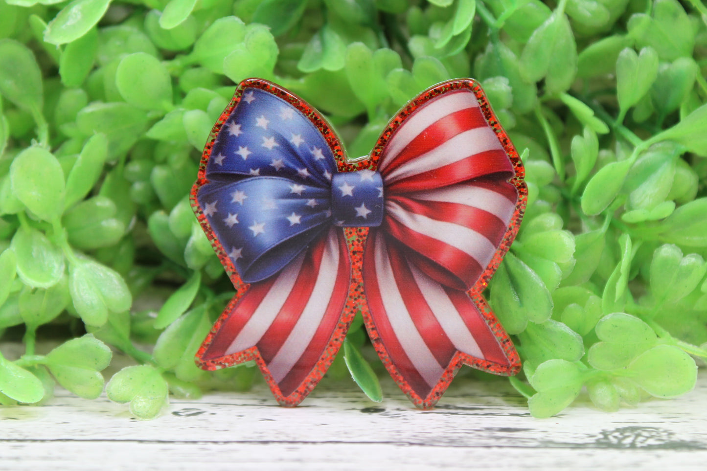 American Flag Bow on Red Badge Reel