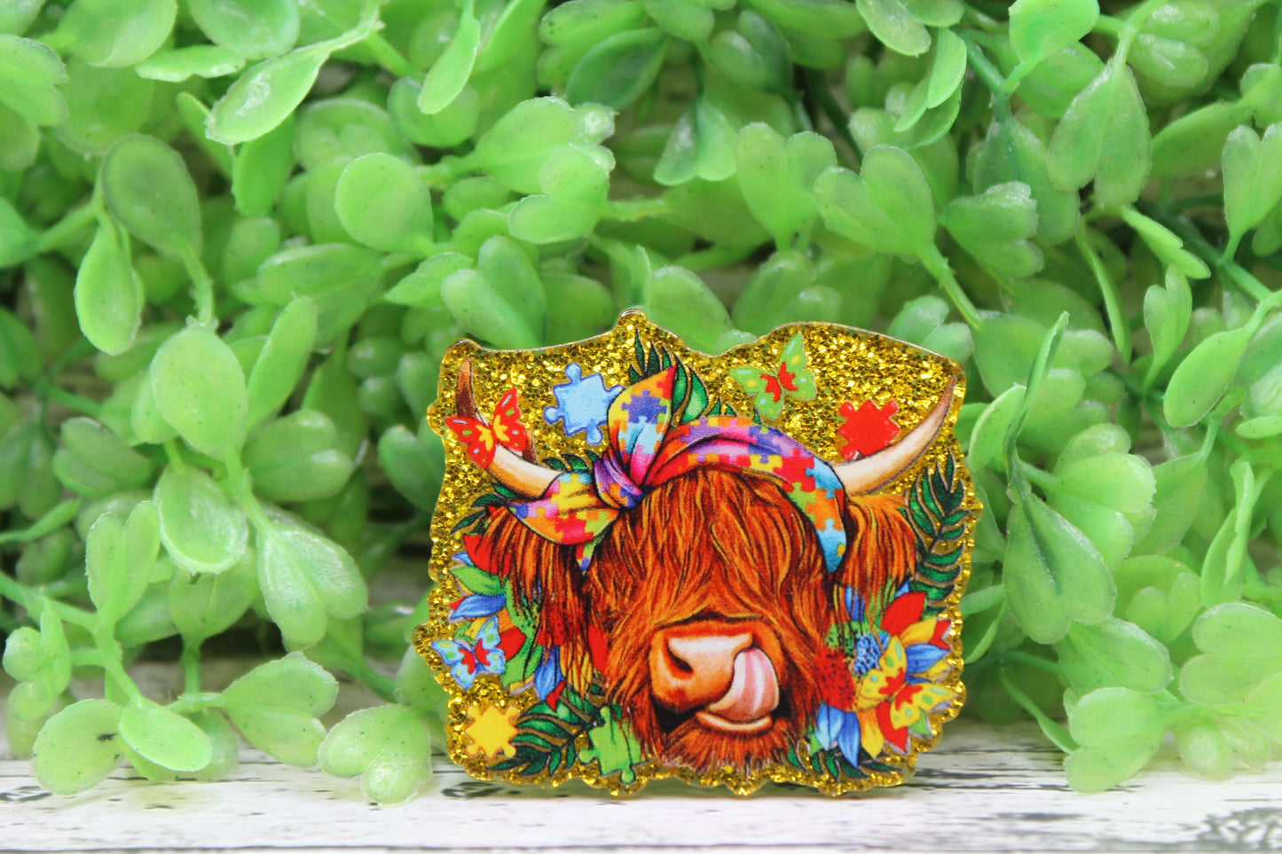 Autism Awareness Highland Cow Badge Reel