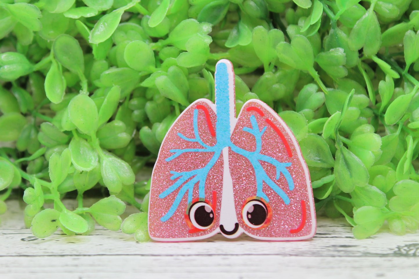 Pink Glitter Lungs Badge Reel