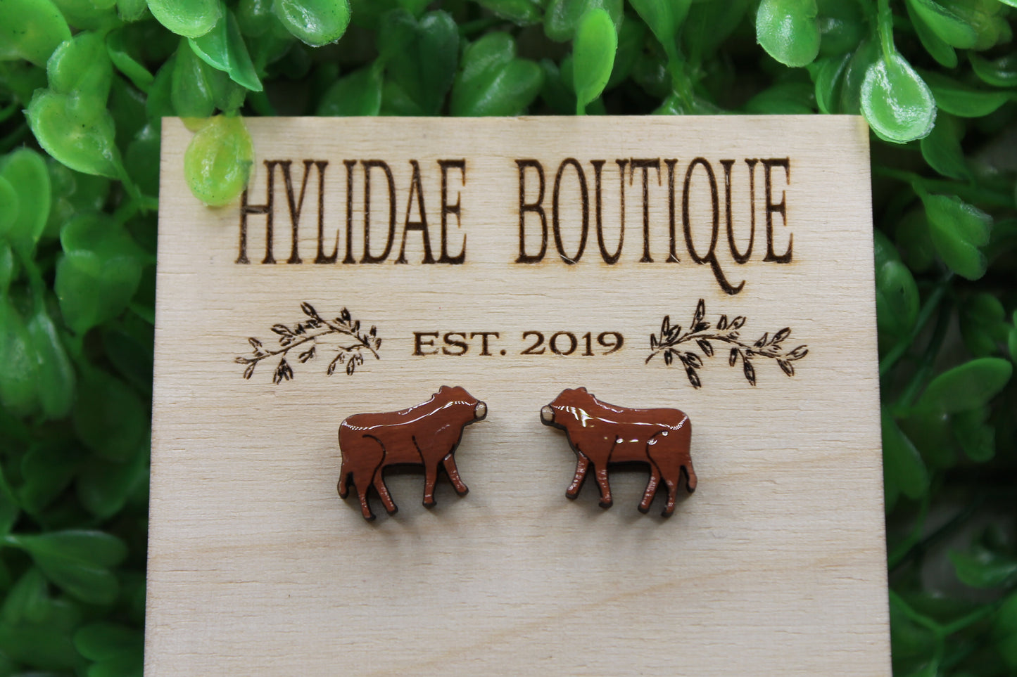 Brown Cow Stud Earrings