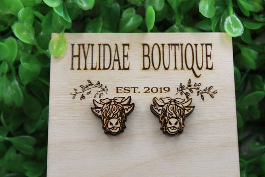 Highland with Headband Cow Stud Earrings