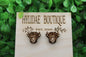 Highland with Floral Crown Cow Stud Earrings