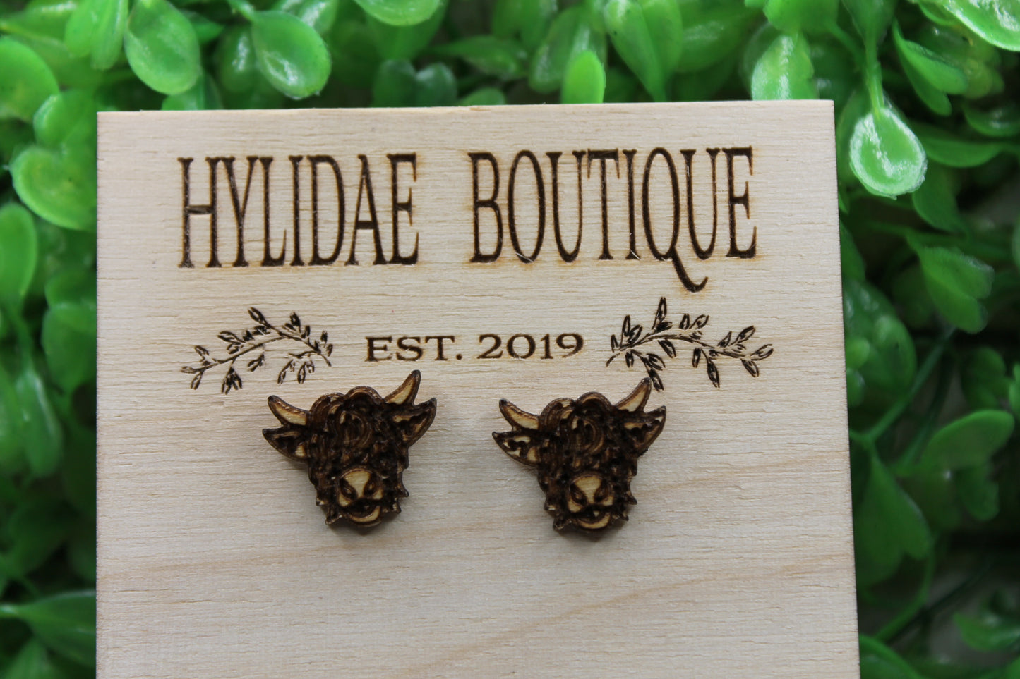 Highland Cow Stud Earrings {Engraved}