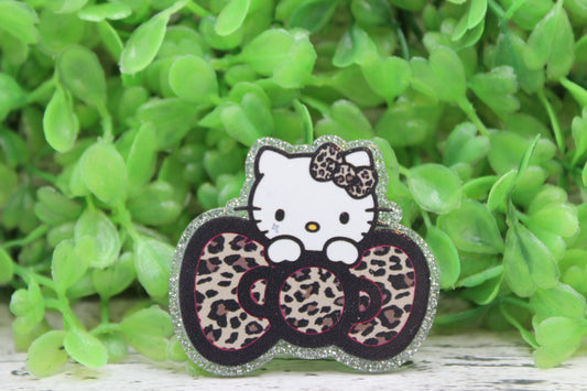 Leopard Bow Cat Badge Reel
