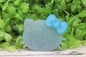 Blue Shimmer Cat Head with Bow Badge Reel