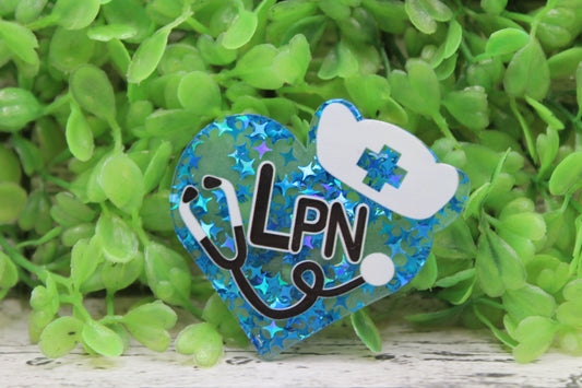 LPN Blue Confetti Heart Badge Reel