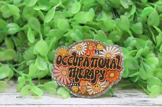 Occupational Therapy Retro Floral Badge Reel