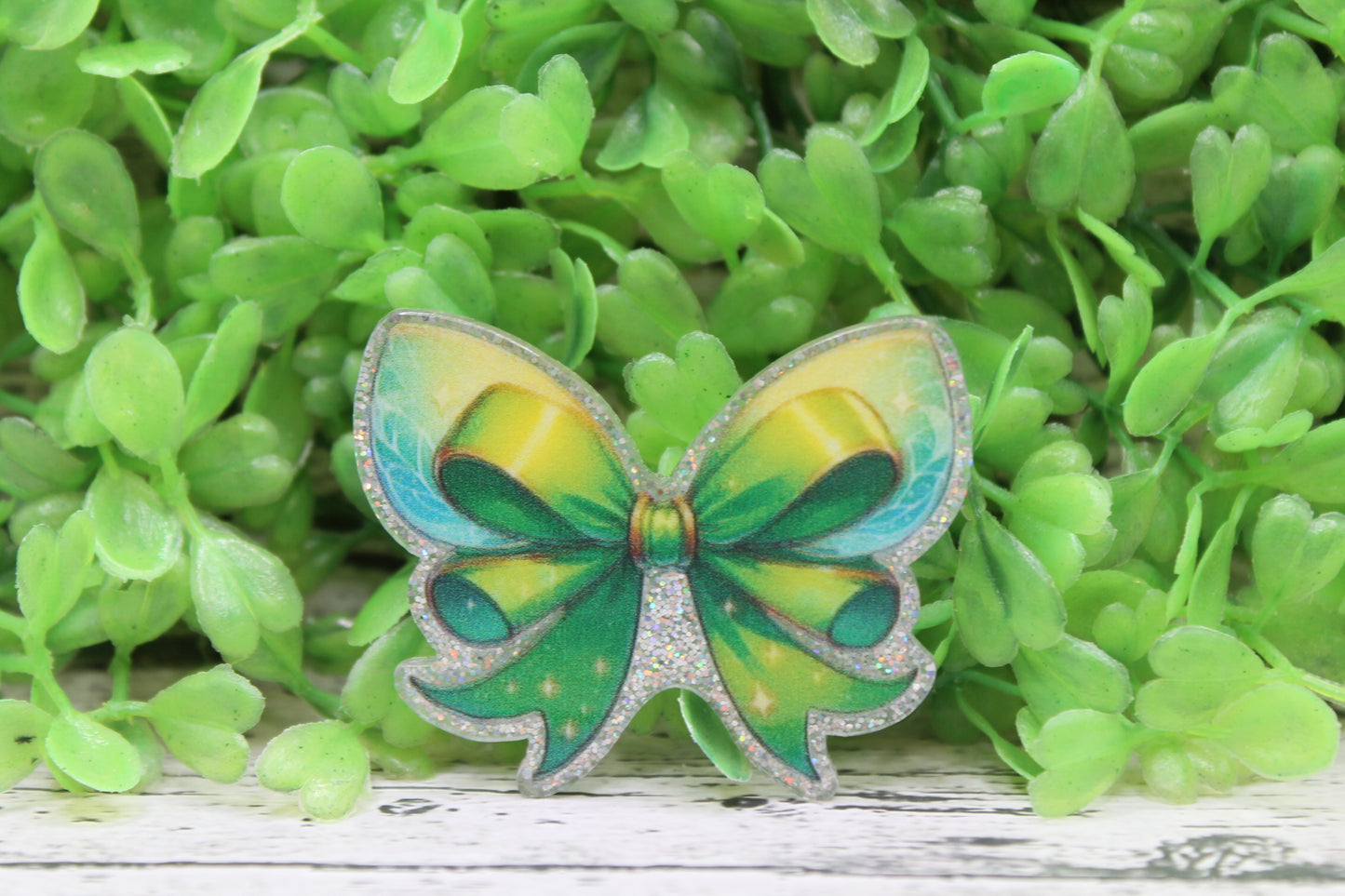 Green Fancy Bow Badge Reel