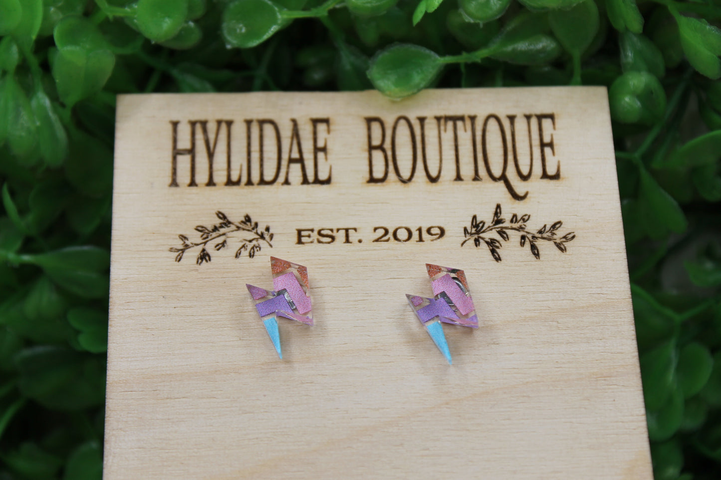 Colorful Chevron Lightning Bolts Stud Earrings