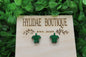 Green Pearl Turtle Stud Earrings