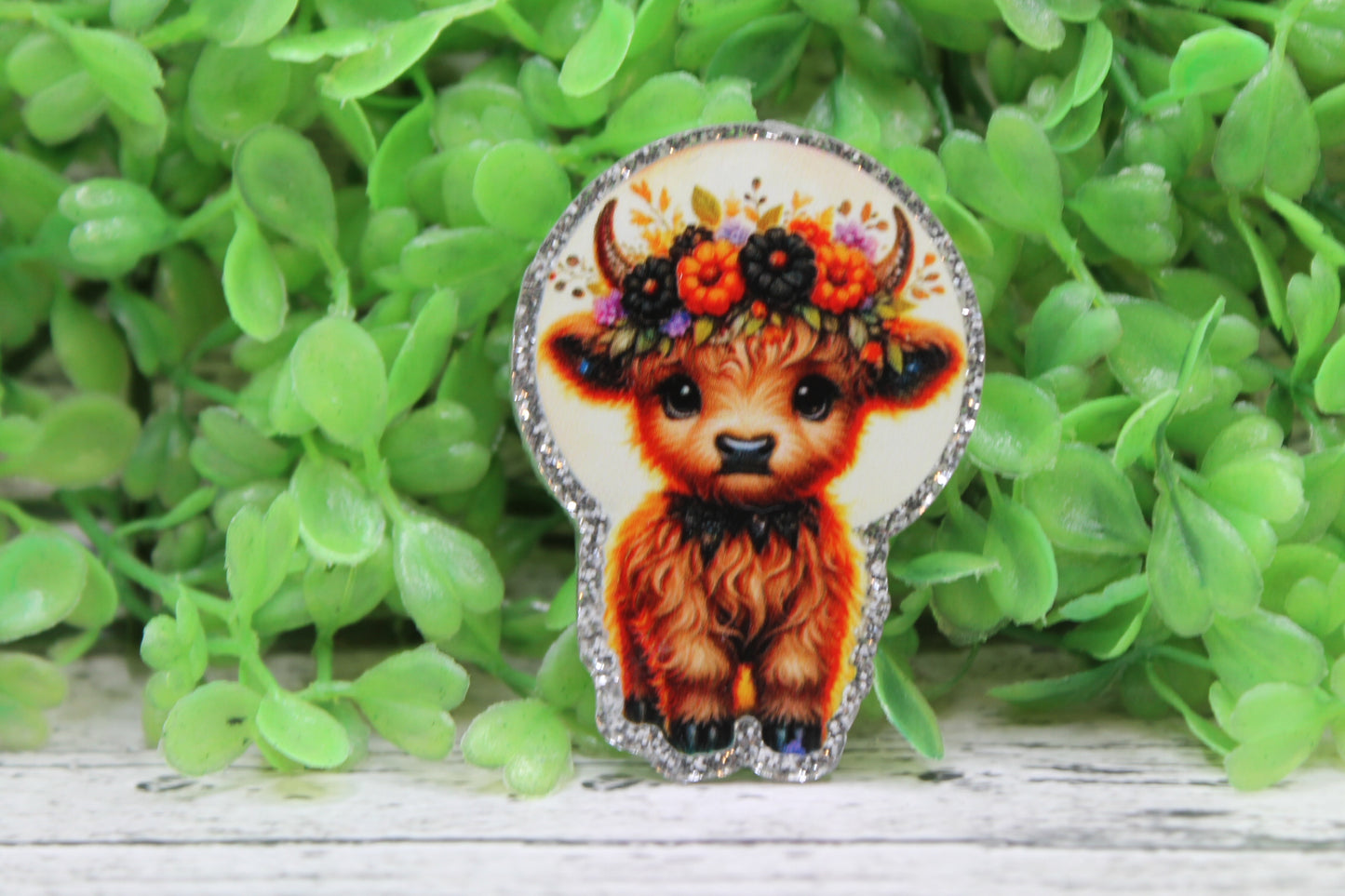 Floral Crown Highland Cow Badge Reel