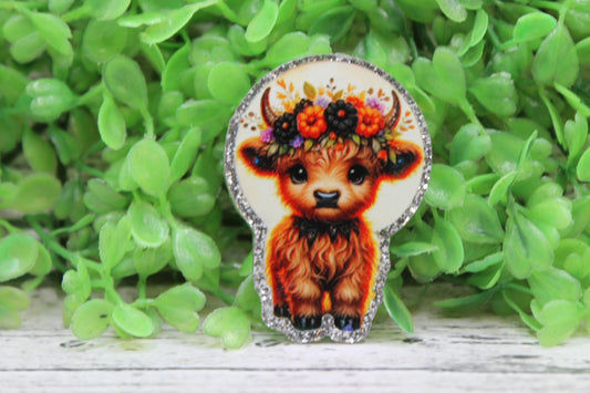 Floral Crown Highland Cow Badge Reel