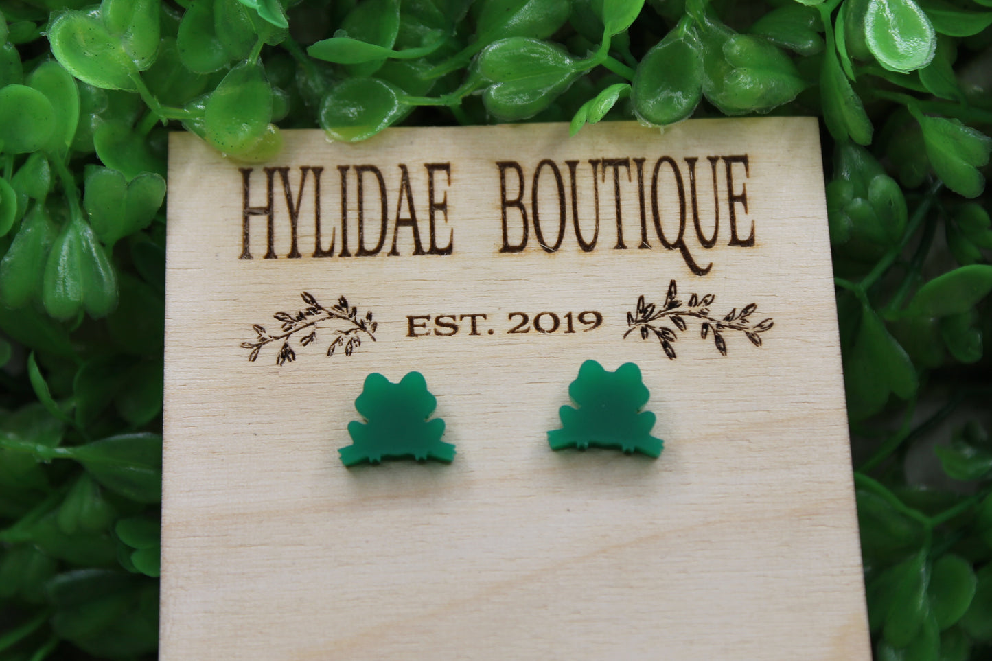 Green Frog Stud Earrings