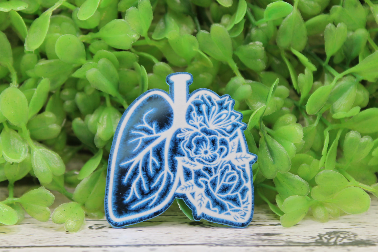 Blue Mirrored  Floral Lungs Badge Reel
