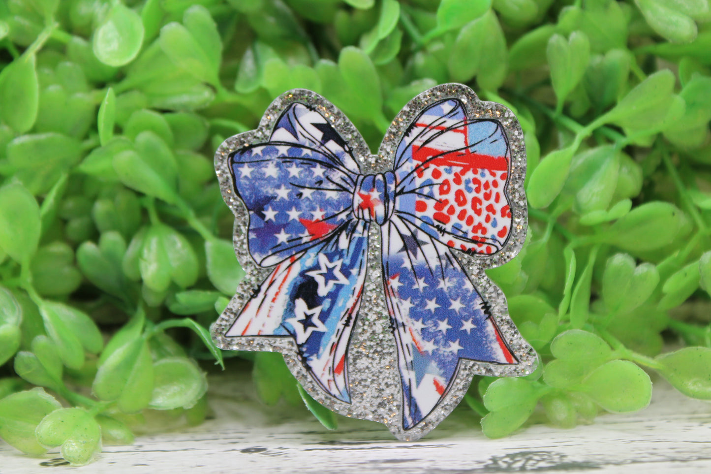 American Flag Bow Collage Badge Reel