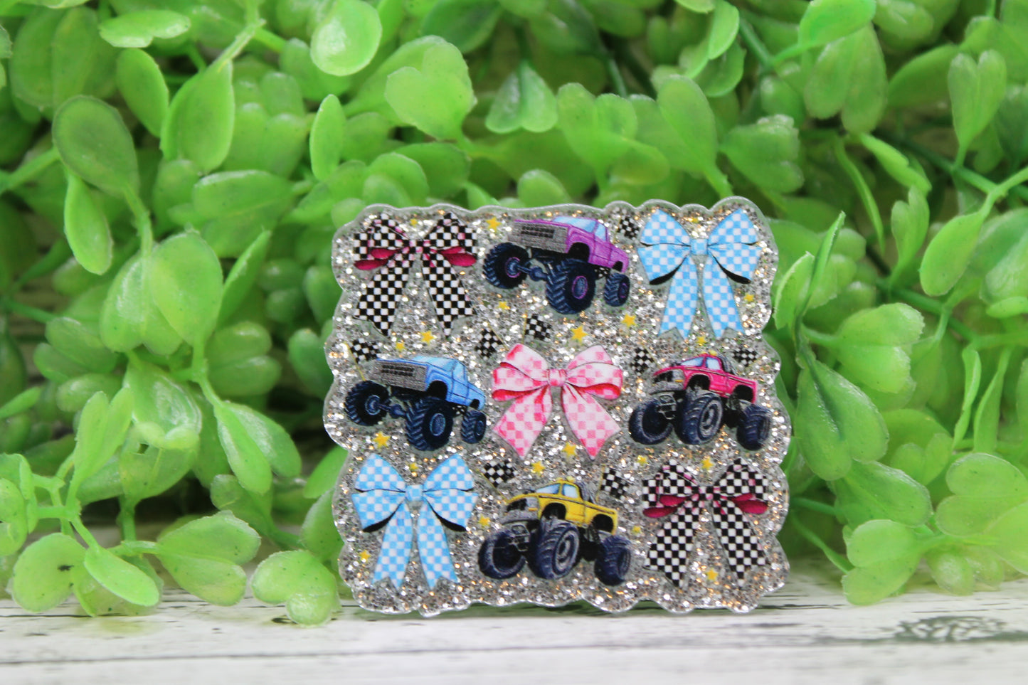 Monster Trucks & Bows Badge Reel