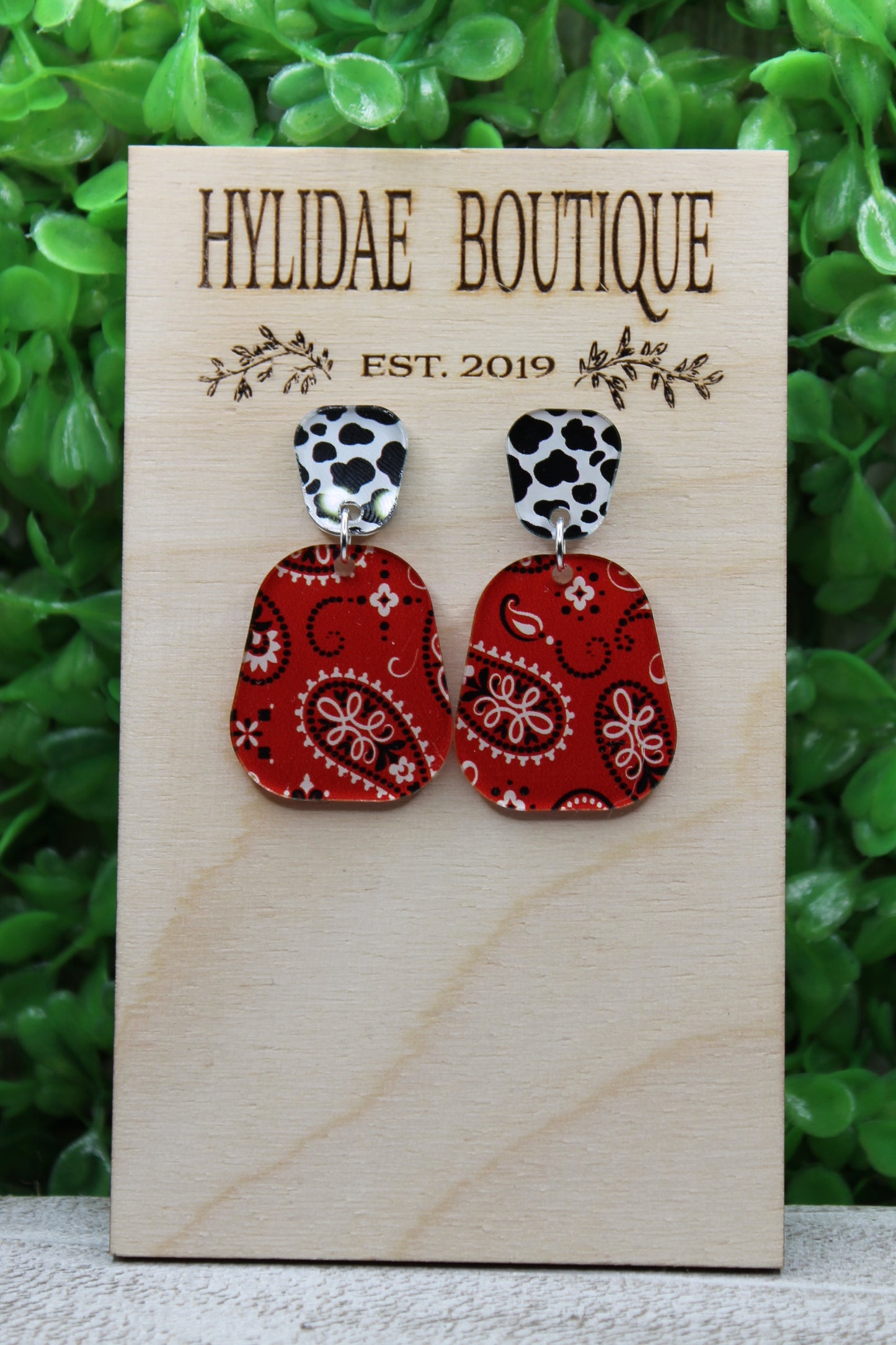 Cow and Bandana Dangle Earrings