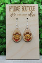 Western Golden Retriever Teardrop Wood Dangle Earrings