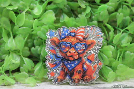 Patriotic Highland Cow Badge Reel