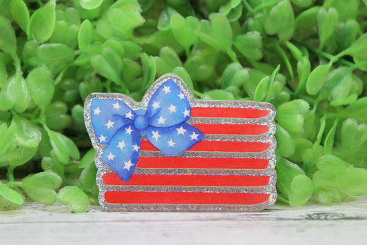 American Flag with Bow Badge Reel