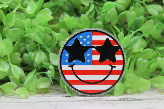 American Flag Smiley Badge Reel