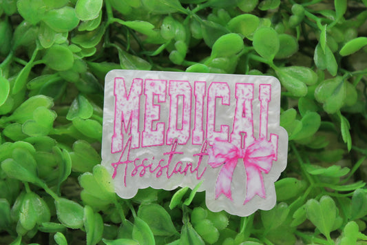 Medical Assistant Pink Bow Badge Reel
