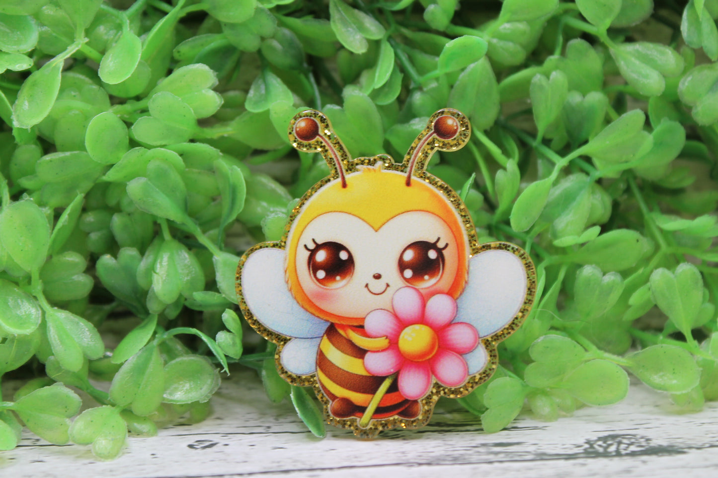 Cute Bee with Flower Badge Reel