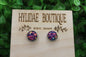 Rainbow Petal Dome Stud Earrings